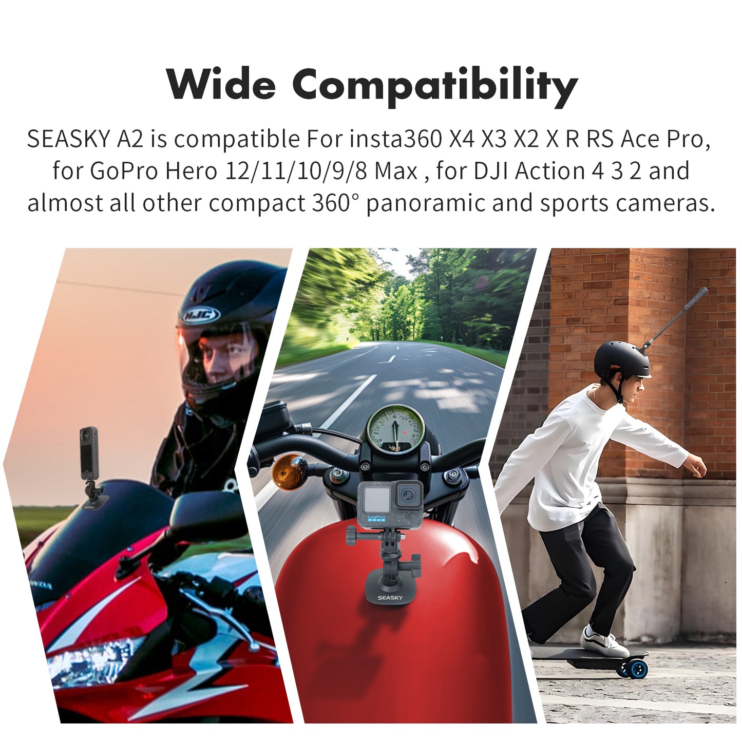 SEASKY A2 Flexible Adhesive Mount for Insta360 X4 X3 X2