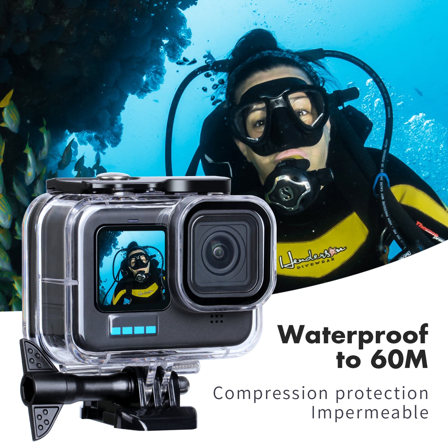 Dive Waterproof Case with 3 Pack Filter for Gopro Hero 11/10/9