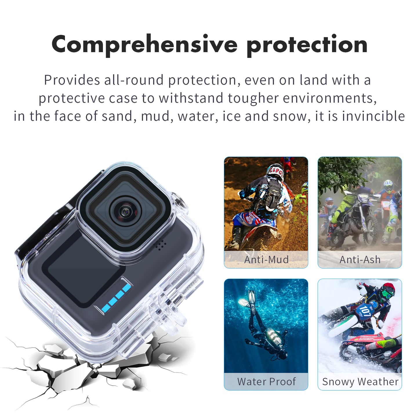 Dive Waterproof Case with 3 Pack Filter for Gopro Hero 11/10/9
