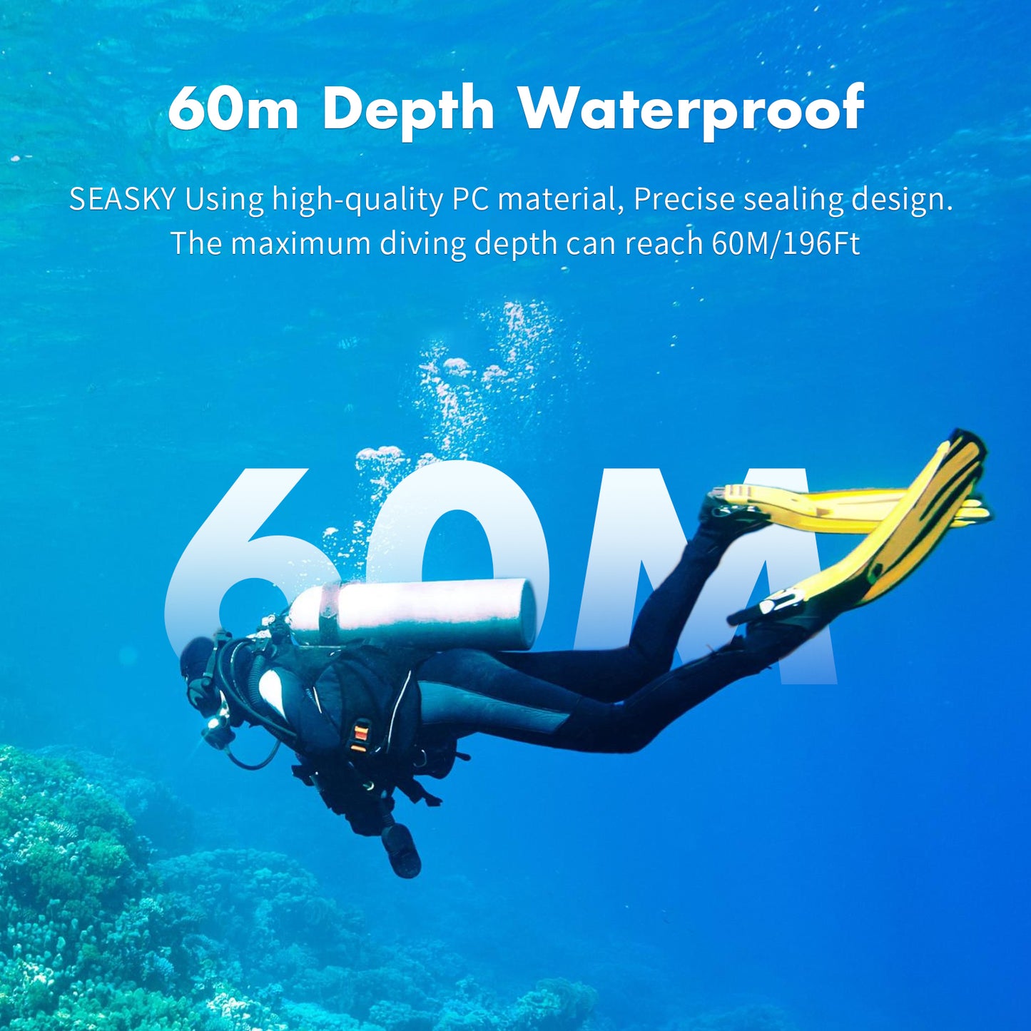 SEASKY Dive Waterproof Protector Case Housing for Insta360 Go 3 Action Camera Accessories Diving Depth 60M/196FT Underwater Protective Case