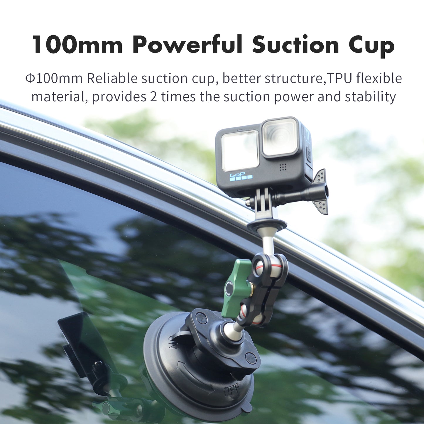 SEASKY S1 Powerful Car Suction Cup Mount holder for Gopro Hero 12/11/10/9/8 Black DJI OSMO Action 3/2 Camera Insta360 ONE RS, X3, X2 Go3 Accessories with aluminum alloy metal cell phone holder