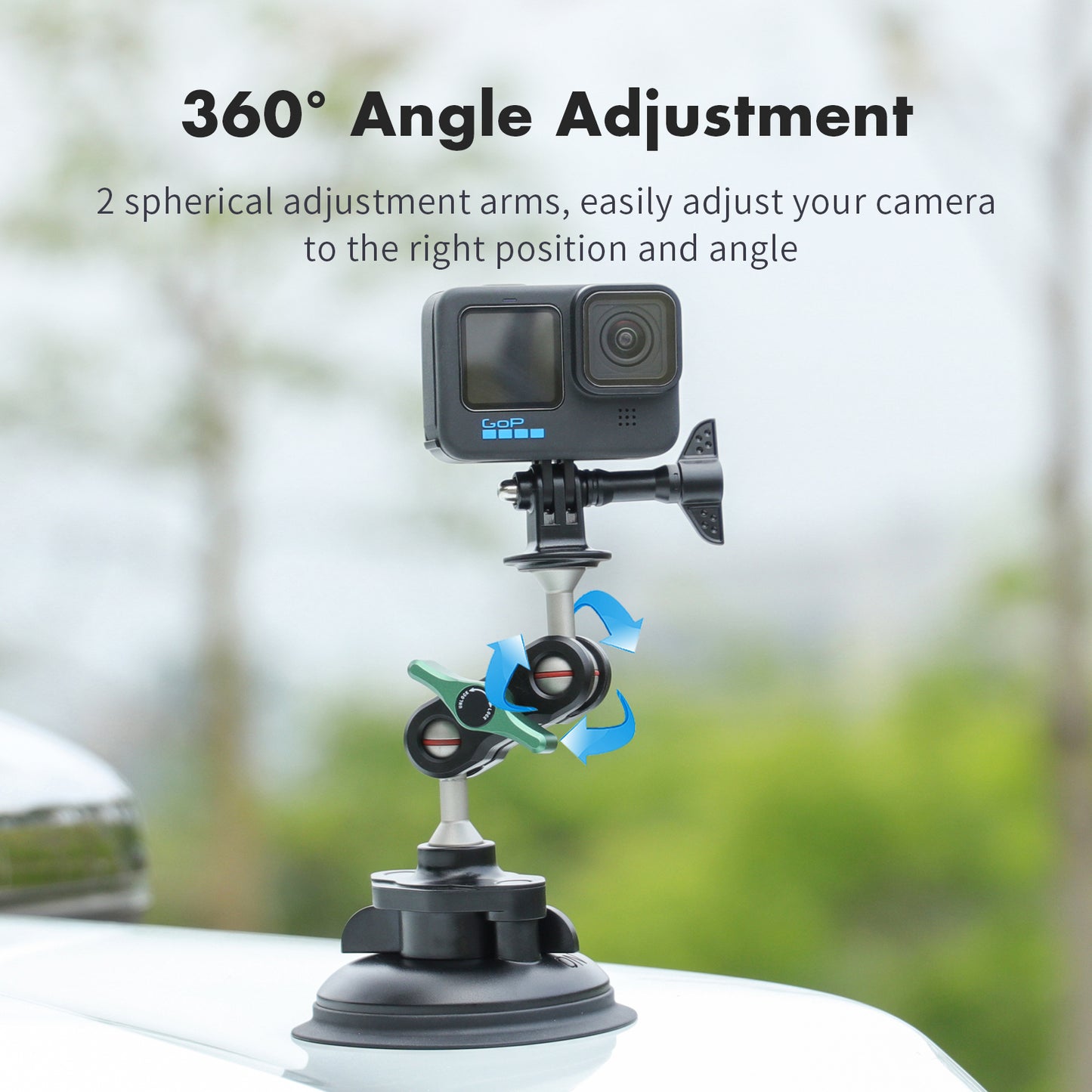 SEASKY S1 Powerful Car Suction Cup Mount holder for Gopro Hero 12/11/10/9/8 Black DJI OSMO Action 3/2 Camera Insta360 ONE RS, X3, X2 Go3 Accessories with aluminum alloy metal cell phone holder