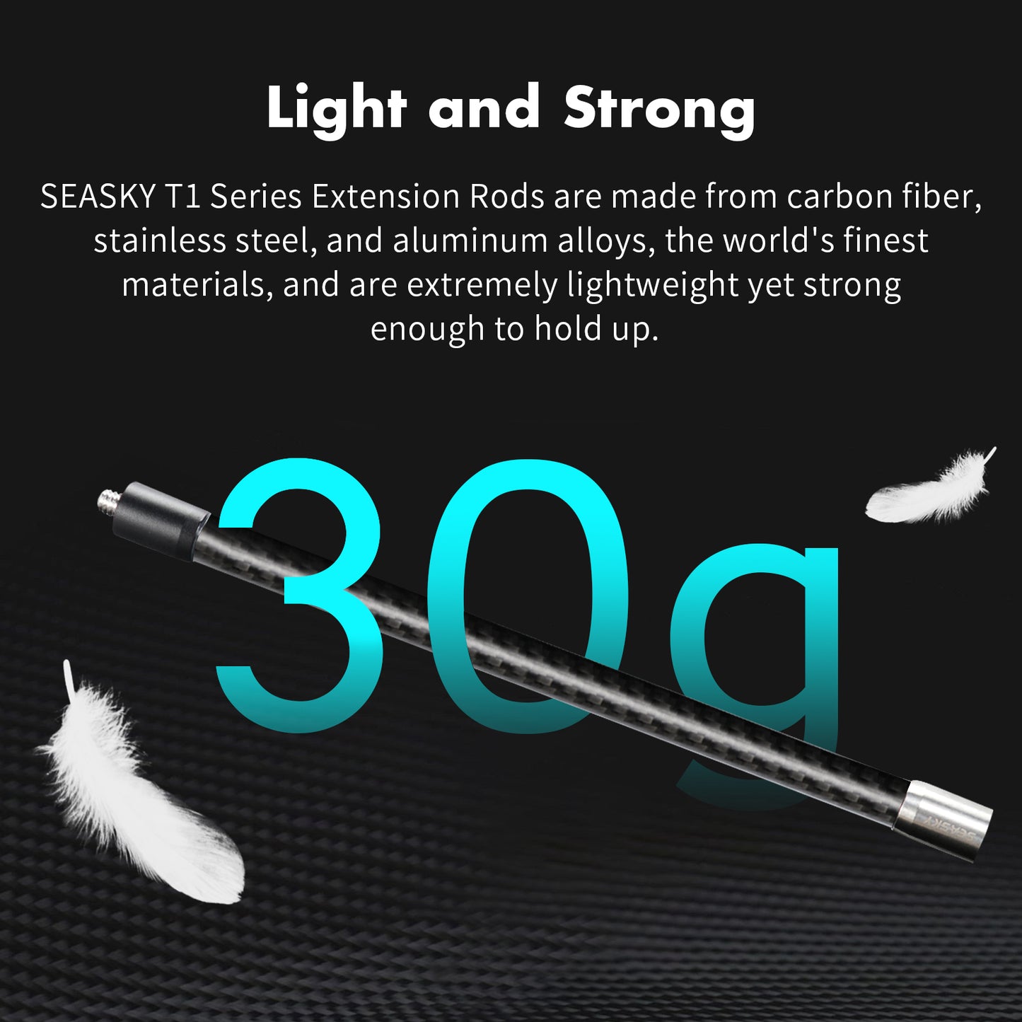 SEASKY T1-1 1/4 screw thread Carbon Fiber Extension Rod Kit with 1/4 Adapter Sports Camera Third Person View Video Accessory Compatible with insta360 X4 X3 X2 X RS for GoPro Max 360 Panoramic Camera