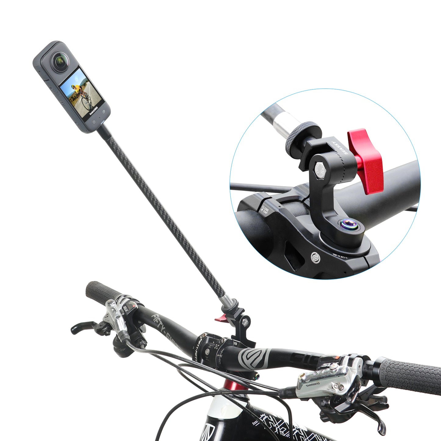 SEASKY T1-B Bicycle Bike selfie sticks Third Person View handlebar Mount Compatible insta360 One X3 X2 RS GoPro Max 360 Panoramic Sports Action Camera Accessories Carbon fibres Aluminum Alloy