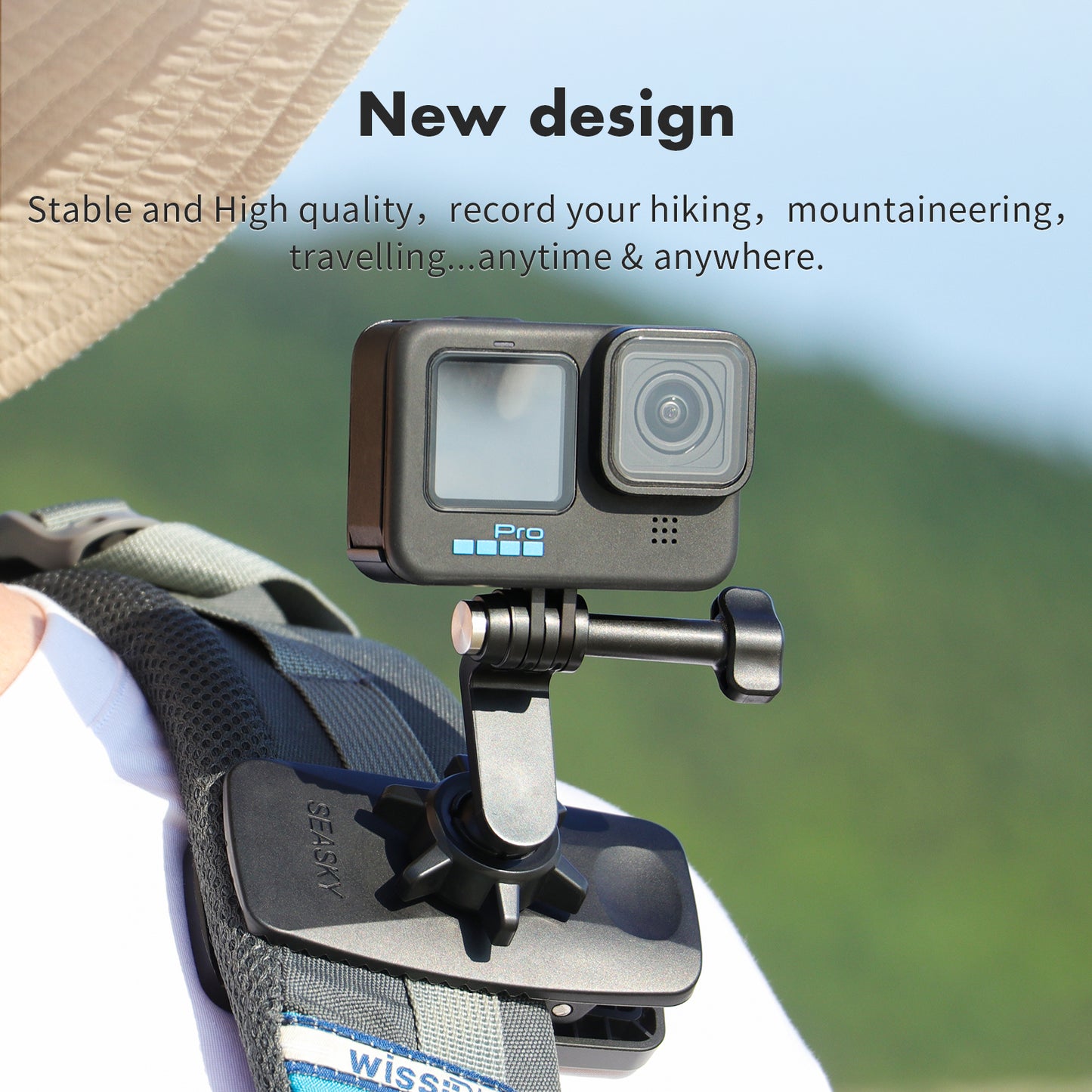 SEASKY Vlog Backpack Strap Mount Clip Clamp Holder Magnetic multi function For Gopro Hero12/11/10/9 DJI Action 4/3/2 Insta360 X3 X2 RS Go3 2 Sports Camera Accessories Tennis Basketball Baseball