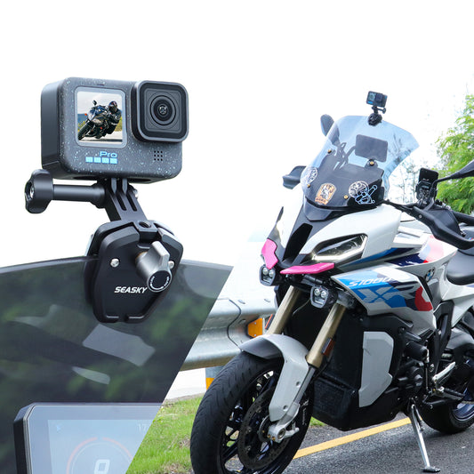 SEASKY M1 Motorbike motorcycle Windscreen Clamp Mount Accessories for Gopro Hero 12 11 10 9 8 7 for DJI Action 4 3 2 for insta360 X4 X3 X2 X RS Sports Action Camera Aluminum Alloy metal