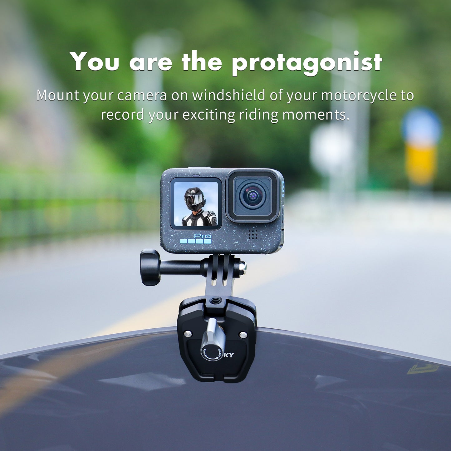 SEASKY M1 Motorbike motorcycle Windscreen Clamp Mount Accessories for Gopro Hero 12 11 10 9 8 7 for DJI Action 4 3 2 for insta360 X4 X3 X2 X RS Sports Action Camera Aluminum Alloy metal