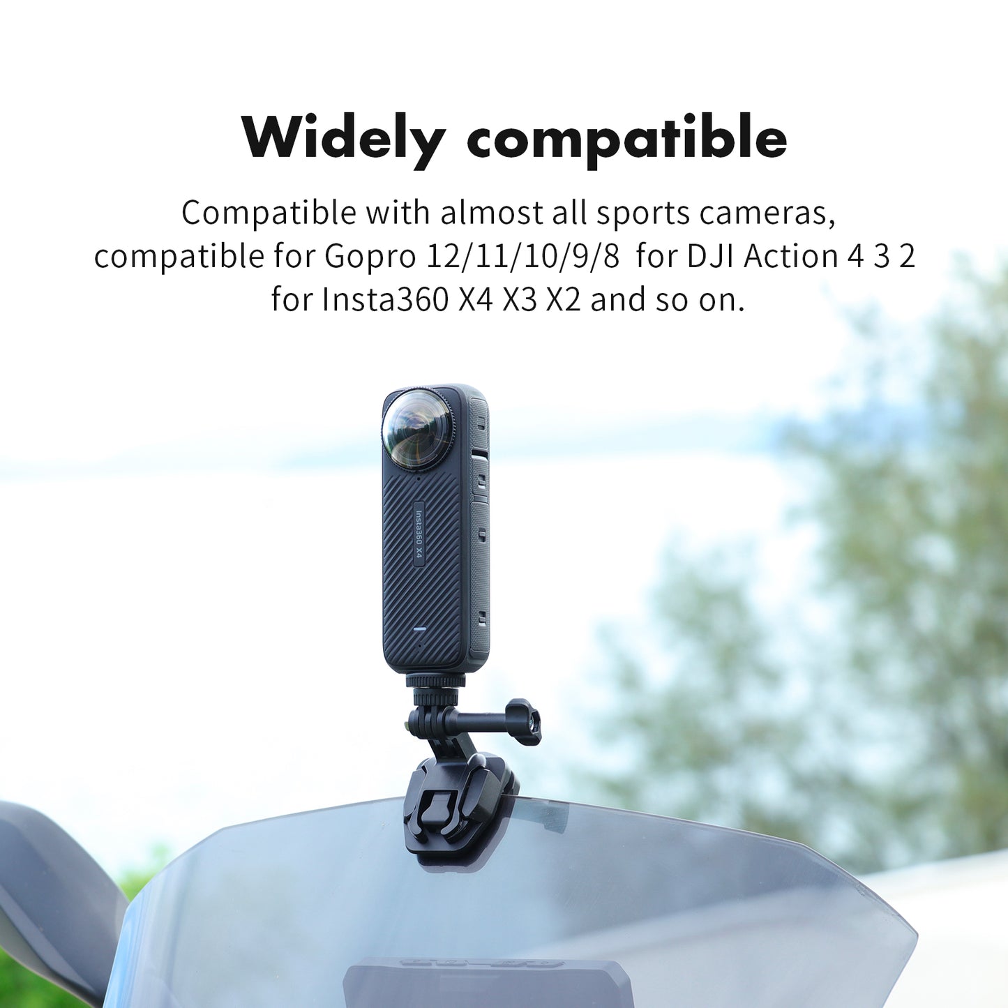 SEASKY M1 Motorbike motorcycle Windscreen Clamp Mount Accessories for Gopro Hero 12 11 10 9 8 7 for DJI Action 4 3 2 for insta360 X4 X3 X2 X RS Sports Action Camera Aluminum Alloy metal