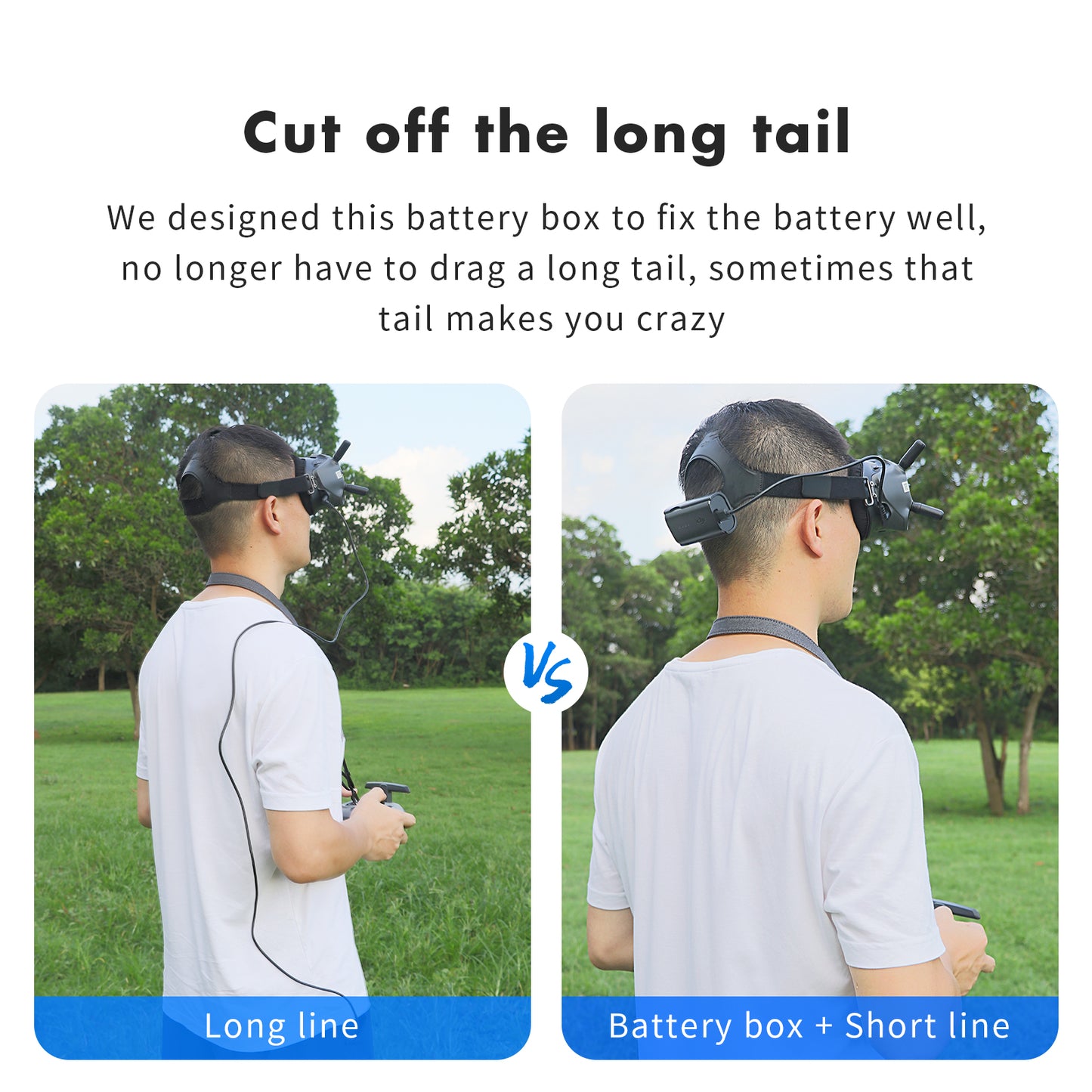 Battery Fixing Case & Short Power Cable Accessories for DJI FPV Goggles V2 & V1