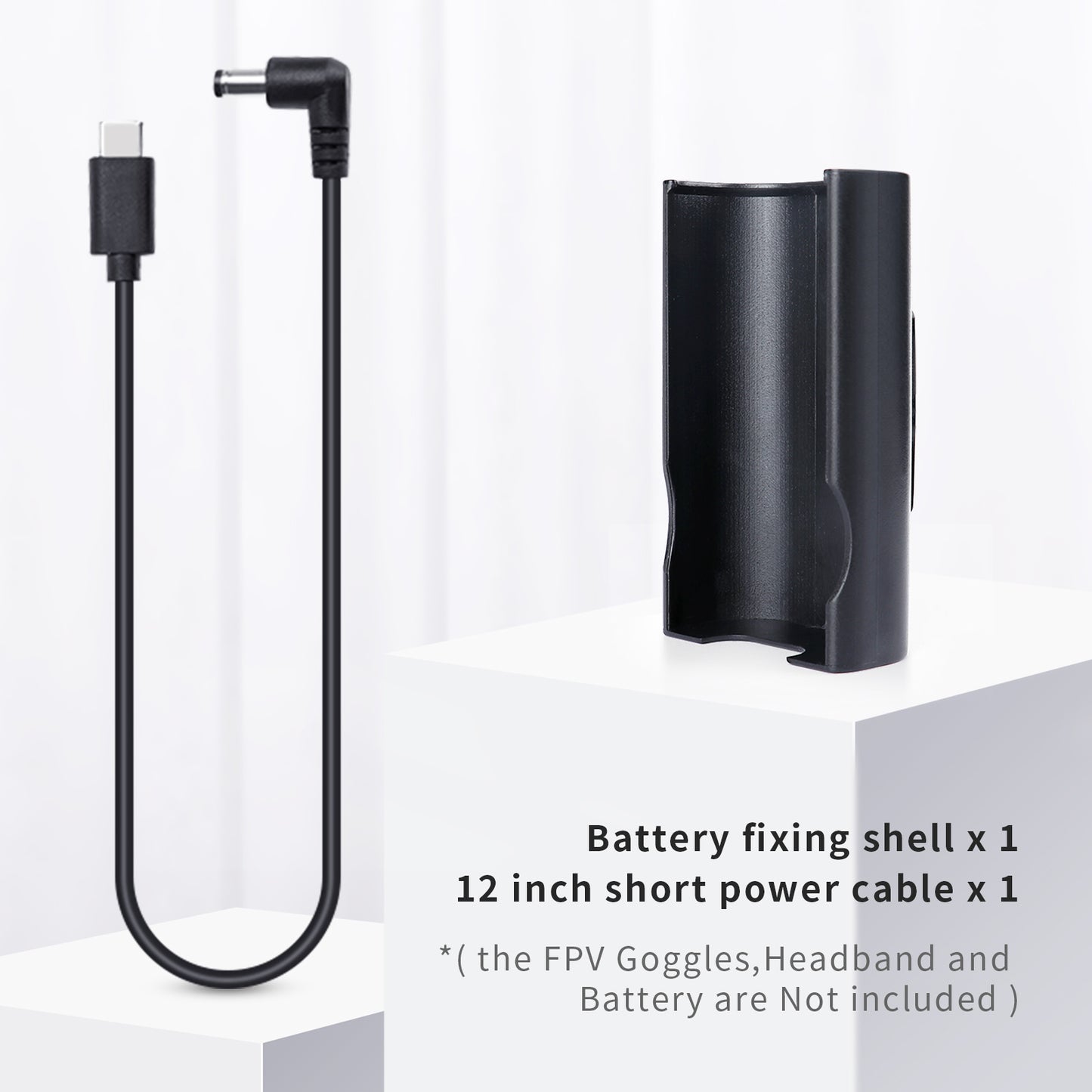 Battery Fixing Case & Short Power Cable Accessories for DJI FPV Goggles V2 & V1
